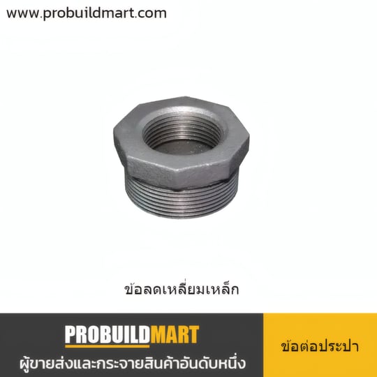 ข้อลดเหลี่ยมเหล็ก เกลียวใน x เกลียวนอก ประปา ชุบสังกะสี